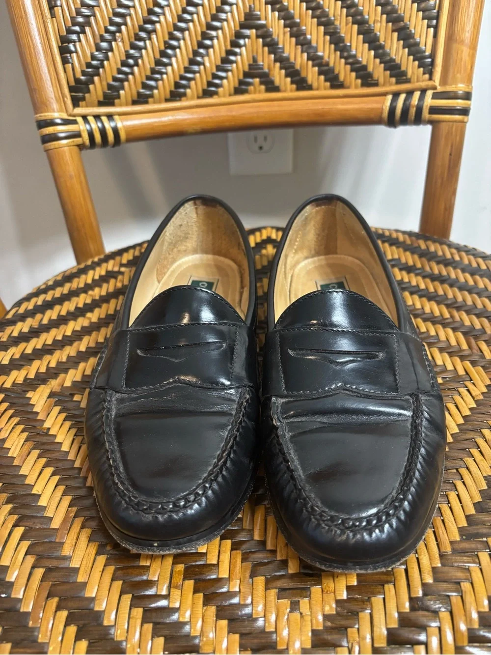 Vintage Cole Haan Penny Loafers Black Leather 9.5